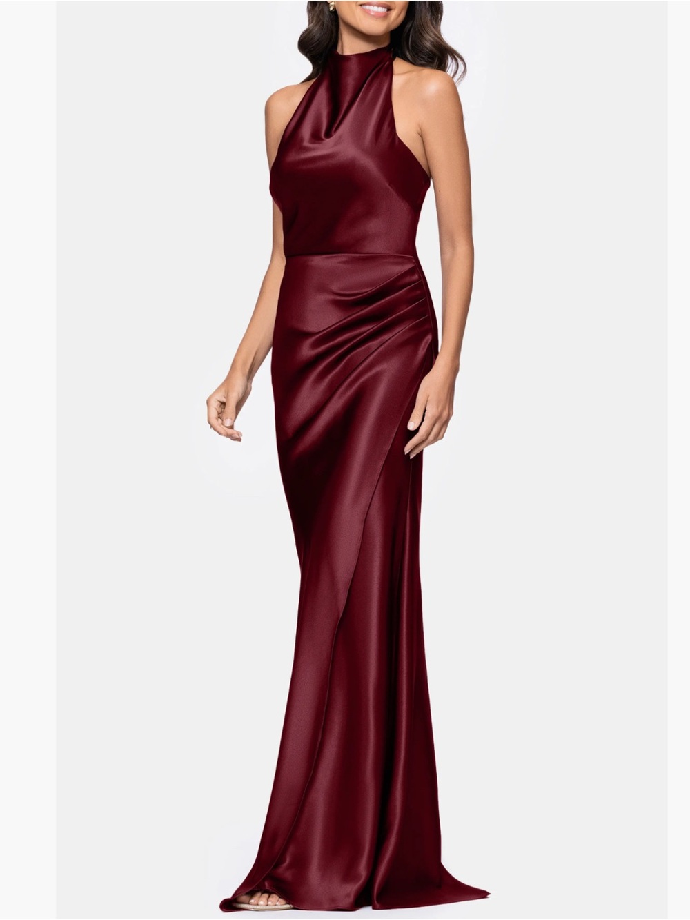 Betsy & Adam Charmeuse Halter Dress